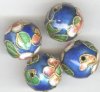 4 14mm Blue Cloisonné Rounds